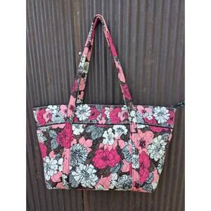 Vera Bradley XL Tote Mocha Rouge Get Carried Away Floral Quilted Pink Retired